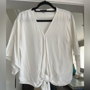 William B white v-neck tie top